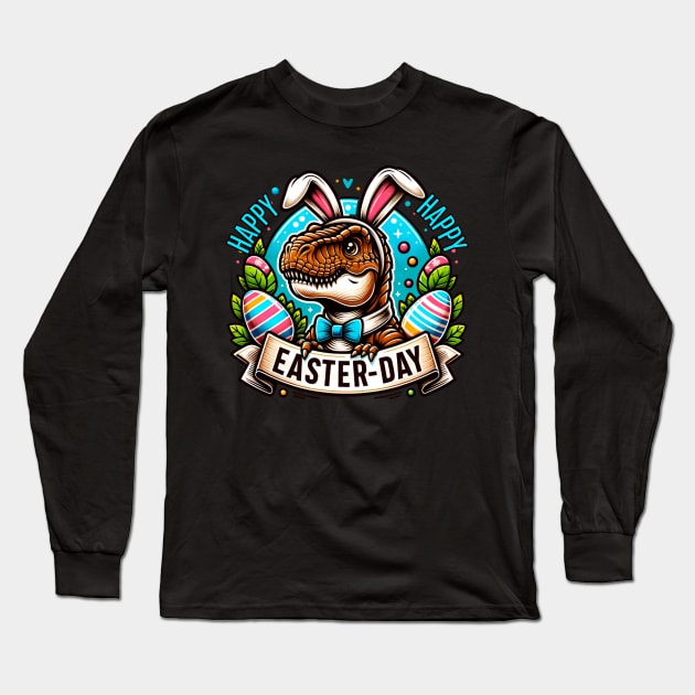 Happy Easter Day T-Rex Long Sleeve T-Shirt by Odetee